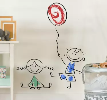 Naklejka na ścianę dla dzieci dzieci z balonem - TenStickers
