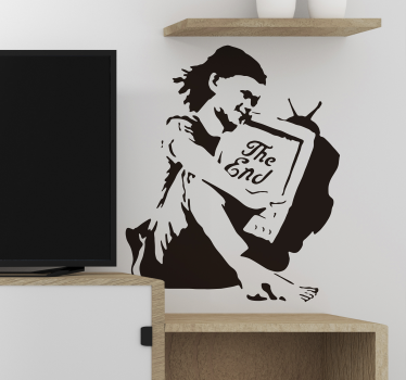 Naklejka na ścianę sztuka Dziewczynka z telewizorem - TenStickers