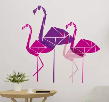 Naklejka na ścianę do sypialni geometryczne flamingi - TenStickers