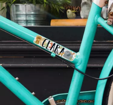 Naklejka na ścianę dzikie zwierzęta Imię na rower - TenStickers