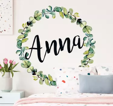 Naklejka na ścianę do sypialni kwiaty i imię - TenStickers