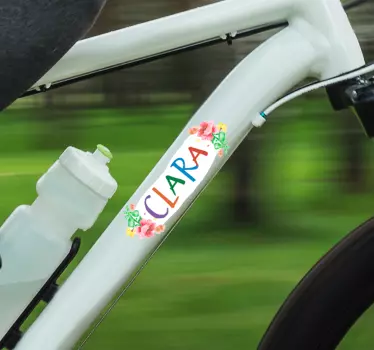 Naklejka na rower Kwiaty na rower z imieniem - TenStickers