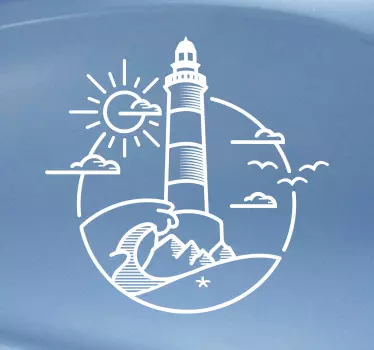 Naklejka na kampera marynistyczna latarnia i morze - TenStickers