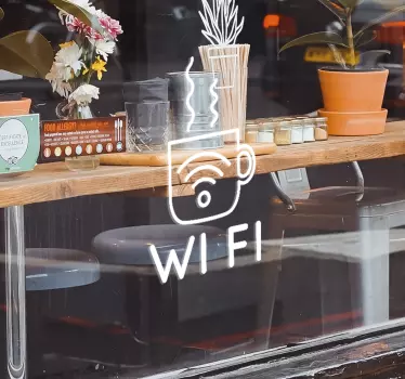 Naklejka na szyby Logo kubek WIFI - TenStickers