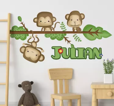 Naklejka na ścianę dla dzieci Małpy na gałęzi - TenStickers
