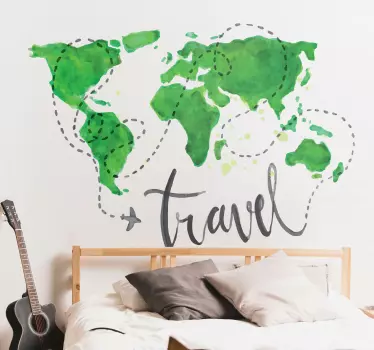 Naklejka na ścianę do sypialni mapa świata kontynenty - TenStickers