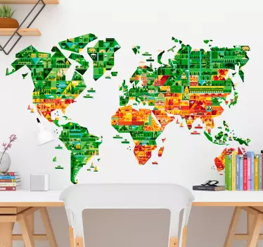 Naklejka kultura mapa świata  zwierzęta - TenStickers