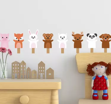 Naklejka na ścianę dla dzieci Marionetki zwierzęta - TenStickers