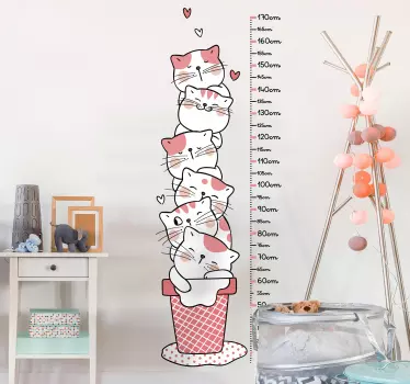 Naklejka na ścianę dla dzieci miarka wzrostu koty - TenStickers