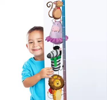 Naklejka na ścianę dla dzieci miarka wzrostu zwierzęta - TenStickers