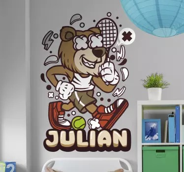 Naklejka na ścianę inne dziedziny sportu miś tenis zwierzęta - TenStickers