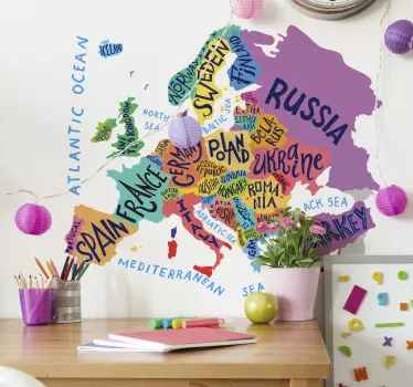 Naklejka na ścianę dla dzieci kraje świata - TenStickers