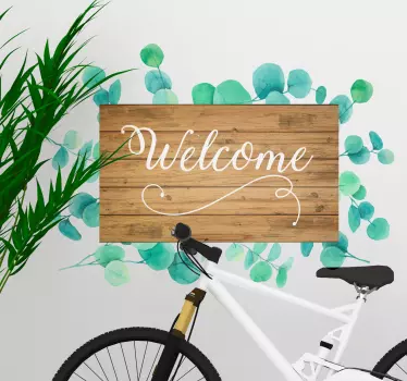 Naklejka na ścianę do przedpokoju napis welcome rośliny - TenStickers
