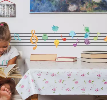 Naklejka na ścianę dla dzieci pięciolinia nuty - TenStickers