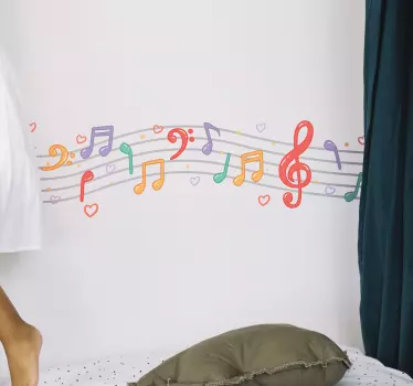Naklejka na ścianę dla dzieci pięciolinia nuty muzyka - TenStickers