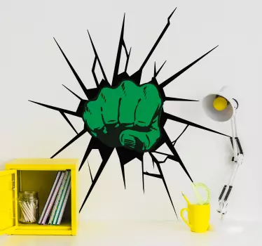 Naklejka 3D na ścianę dla dzieci Pięść Hulka - TenStickers