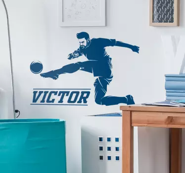 Naklejka na ścianę dla dzieci Piłkarz strzelający gola - TenStickers