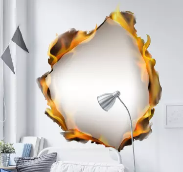 Naklejka na ścianę do domu Płonąca ściana 3D - TenStickers