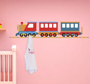 Naklejka na ścianę dla dzieci pociąg wieszak - TenStickers