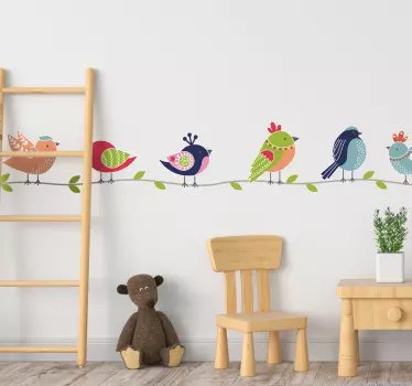 Naklejka na ścianę dla dzieci Ptaki na gałęzi - TenStickers