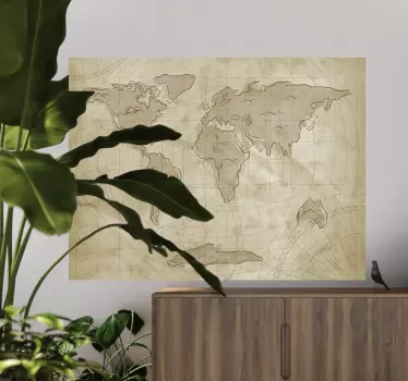 Naklejka na ścianę do sypialni stara mapa świata - TenStickers