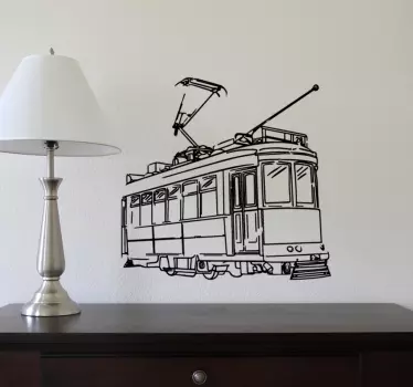 Naklejki na ścianę do salonu miejsca tramwaj lizboński - TenStickers