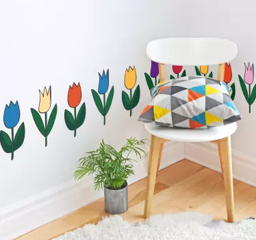 Naklejka na ścianę do przedpokoju tulipany kwiaty - TenStickers