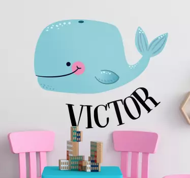 Naklejka na ścianę dla dzieci Wieloryb z imieniem - TenStickers