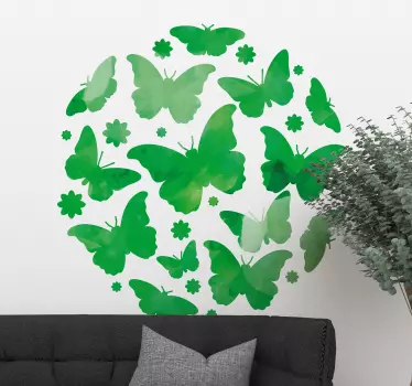 Naklejka na ścianę motyle Zielone motyle - TenStickers