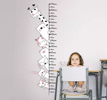 Naklejka na ścianę dla dzieci zwierzęta miarka wzrostu - TenStickers