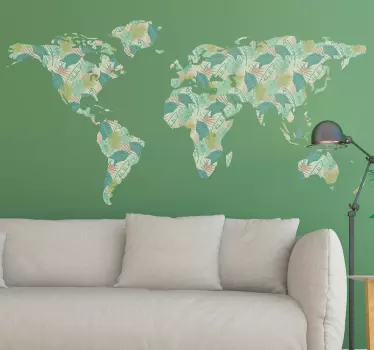 Naklejka na ścianę sylwetka egzotyczna mapa świata - TenStickers