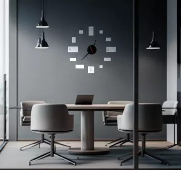 Naklejka zegar na ścianę w nowoczesne kwadraty i liczby - TenStickers