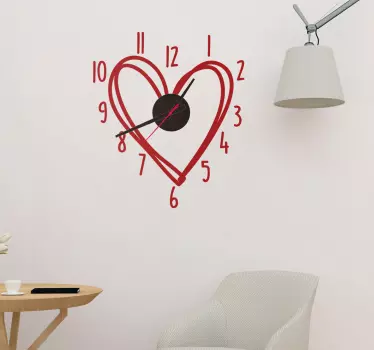 Naklejka zegarek serce rysunkowe - TenStickers