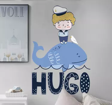 Naklejka żeglarz na wielorybie - TenStickers