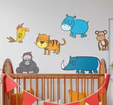 Naklejka z rysunkiem śpiące dzikie zwierzęta - TenStickers