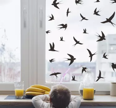 Naklejka na szybę ptaszki jaskółki - TenStickers