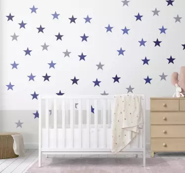 Naklejki na ściane dla dzieci niebieskie gwiazdki - TenStickers