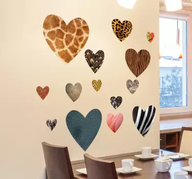 Zestaw 14 naklejek ściennych Zwierzęce serca - TenStickers