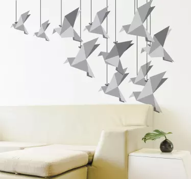 Naklejki ścienne z ptakami origami - TenStickers