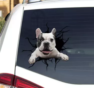 Naklejka na samochód 3D  z buldogiem francuskim - TenStickers