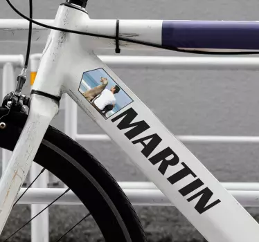 Naklejka na rower z imieniem i  twoim zdjęciem - TenStickers