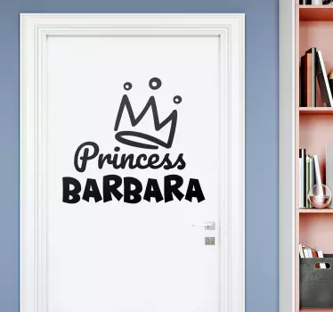 Okleina na drzwi Korona księżniczki z imieniem - TenStickers