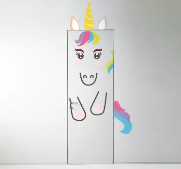 Naklejka na drzwi Naklejka z jednorożcem - TenStickers