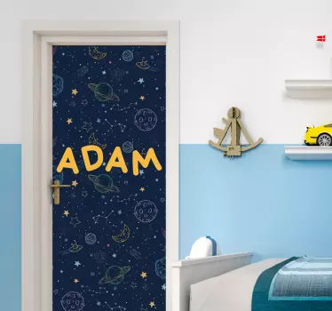 Okleina na drzwi Planety w kosmosie - TenStickers