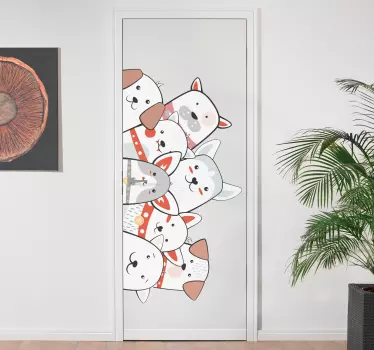 Okleina na drzwi psy wyglądające na zewnątrz - TenStickers