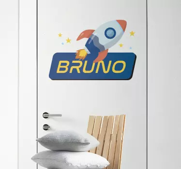 Okleina na drzwi Spersonalizowana nazwa rakiety - TenStickers