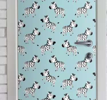 Okleina na drzwi Urocza zebra dla dzieci - TenStickers