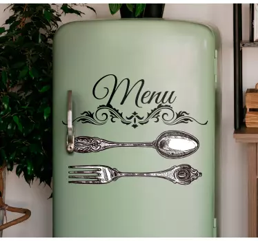 Okleina na lodówkę eleganckie menu sztućców - TenStickers