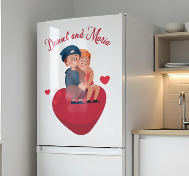 Okleina na lodówkę para zakochana w waszych imionach - TenStickers