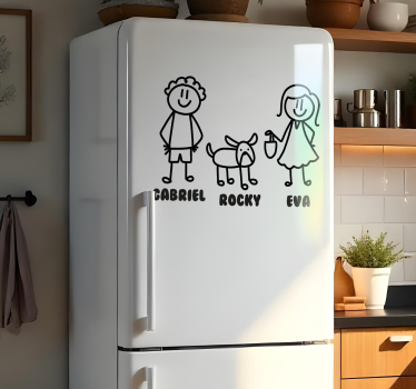 Okleina na lodówkę szczęśliwa para z psem spersonalizowana - TenStickers